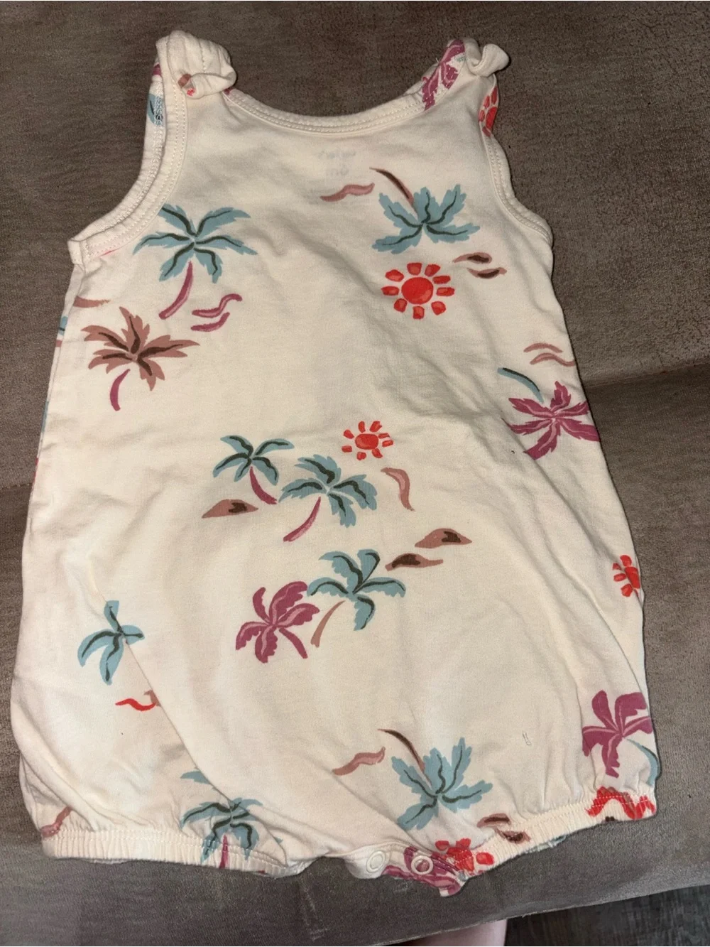 Carter's Cream Baby Romper with Coral and Teal Accents